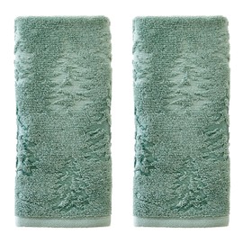 SKL Home Fall/Winter/Christmas Wispy Trees Hand Towel 2pc Set for Bath/Kitchen/Bar & Gift, Sage