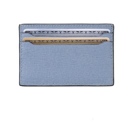 Cockatoo Saffiano Leather Card Holder - Minimalist Credit Card Wallet - Slim Front Pocket Wallet Card Case for Mens and Womens, Placid Blue, Minimalist