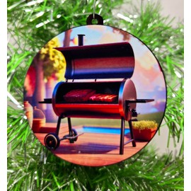 BBQ Barbeque Ornament - Meat Smoker and Grill Christmas Ornament - Pitmaster