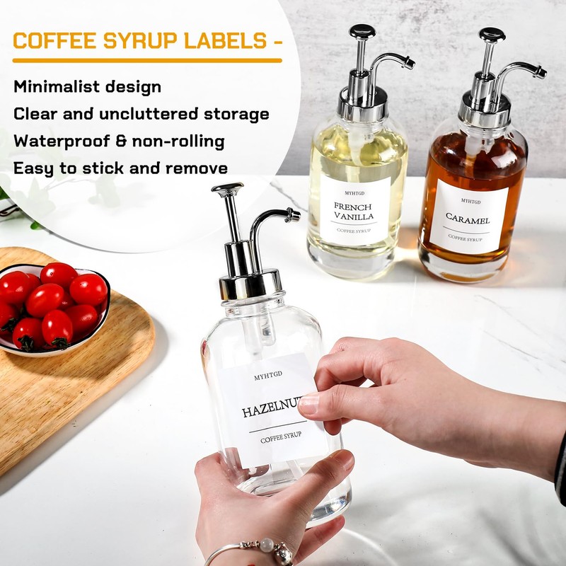Coffee Bar Accessories,MHDCLY Coffee Syrup Dispenser - 4pack,16.9oz Syrup Dispenser