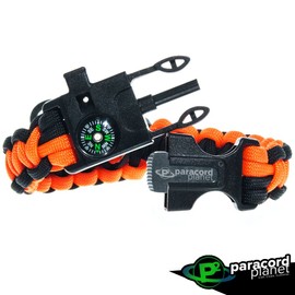 Tactical Paracord Bracelet (2 Pack) – Includes: Fire Starter, Loud Whistle, Emergency, and Compass – Adaptable Size – Survival Gear Kit