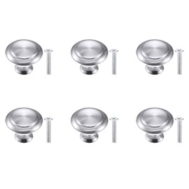 VIPMOON 6 Pack Cabinet Door Knobs Brushed Nickel Round Drawer Handle Hardware Stainless Steel with Screw for Cabinet Kitchen Bathroom Bedroom