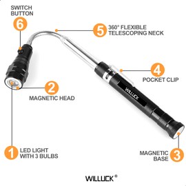 Gifts for Men Grandpa Papa - Magnetic Pickup Tool with LED Lights - Birthday Gifts for Men, Stocking Stuffers for Men, Son, Daughter - 40th 50th 60th 70th Birthday Gifts, Mens Stocking Stuffers