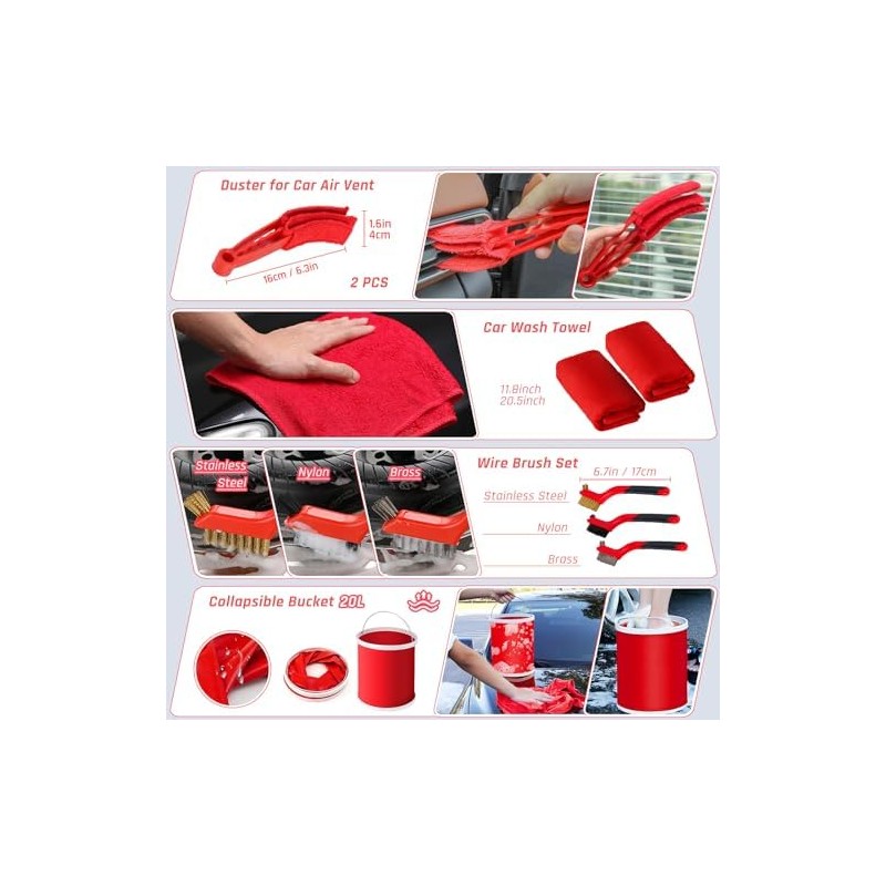 Kit de 39 piezas de limpieza de interiores, kit de