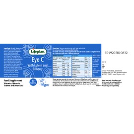 Lifeplan Eye 'C' with Lutein Bilberry & Zinc Capsules x 60. Helps Maintain Healthy Eyes