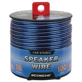 Scosche KS18100CS 18 Gauge CCA Car Stereo Speaker Wire - 18 AWG Audio Cable for Automotive Sound Systems - Copper Clad Aluminium 100 Foot Spool