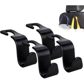 ADEparts car hook (Car Seat Headrest Hook 4 Pack Hanger Storage Organizer Universal for Handbag Purse Coat fit Universal Vehicle Car Black S Type)