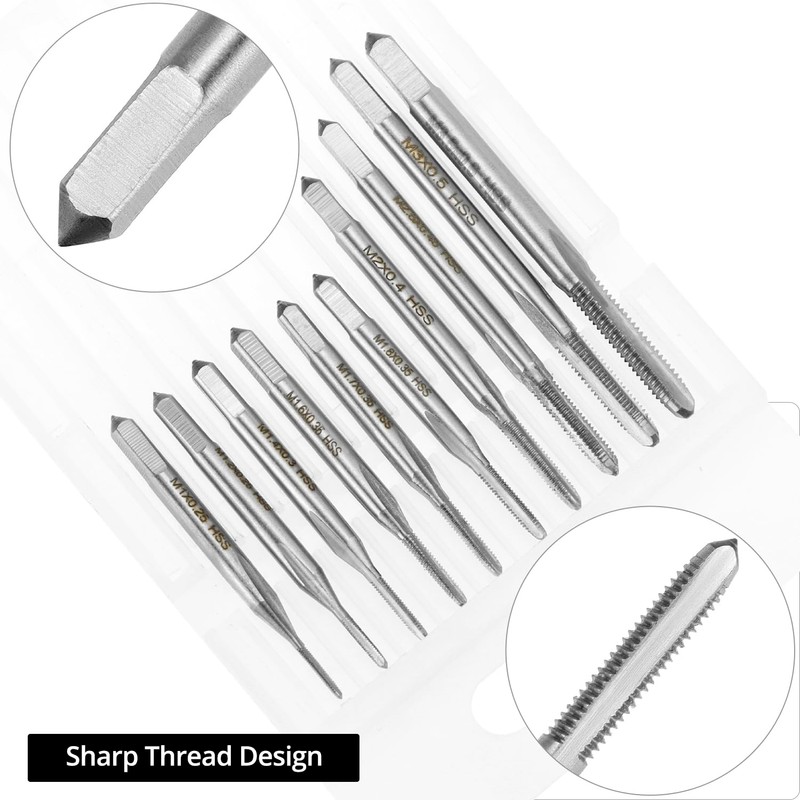 QWORK Micro Taps Bit Set - 10 Pcs M1-M3.5 HSS