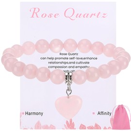 Livdouyu Rose Quartz Bracelet, 8 mm Natural Stone Beads Healing Stones Bracelet with Small Gift Bag, Lucky Bracelet Women's Jewellery Gifts for Women for Birthday, Mother's Day, Anniversary