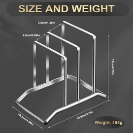 YUNYDSM Cutting Board Holder, Stainless Steel Chopping Board Rack, Pot Lid Organizer, Kitchen Cabinet Countertop Baking Utensil Storage Rack, for Pot Lids and Chopping Boards (6.5×4.06×4.72")