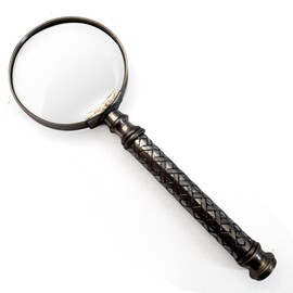 Vintage Silver Magnifying Glass for reading, Handheld Magnifier with lattice patterned handle, ideal for crafting and exploring nature
