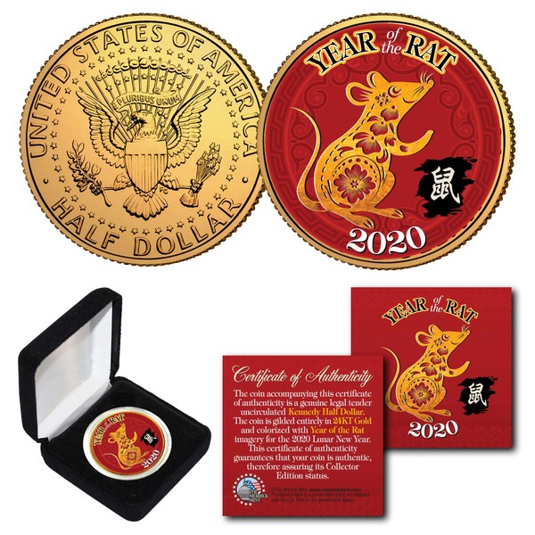 2020 Lunar Chinese New Year of The Rat Kennedy U.S. Coin with Box and Certificate