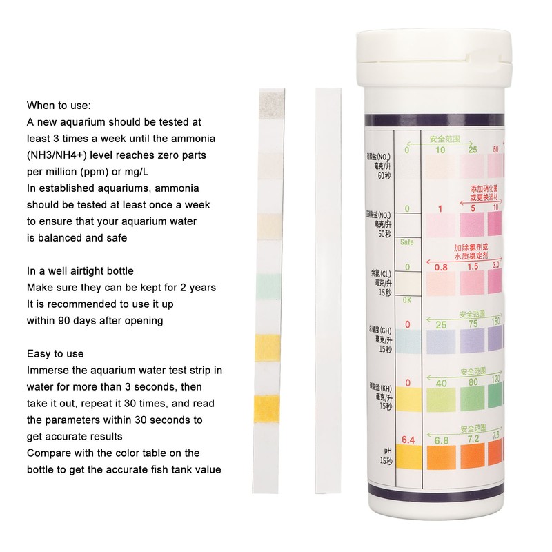 30pcs Aquarium Test Strips Professional 6 in 1 Fish Tank