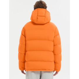 Orolay Men's Puffer Down Jacket with Detachable Hood Versatile Quilted Thicken Winter Jacket Orange Medium