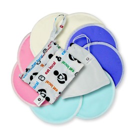 almohadillas para orejas de lactancia de bambú orgánico, lavables, supersuaves e hipoalergénicas, paquete único de 12 unidades con protección diurna y nocturna en una caja + bolsa de lavandería + bolsa de transporte con bolsillos impermeables.