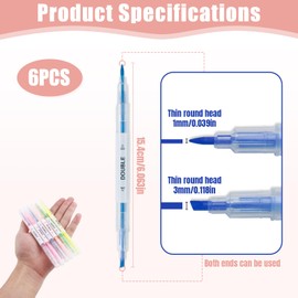 CJMUQHEHH 6 Pieces Highlighter Set, Bible Marker Pens, Double-Sided Highlighter Pen, for Highlighting Diaries, Notebooks, Bibles and Other Paper Books at School, Office