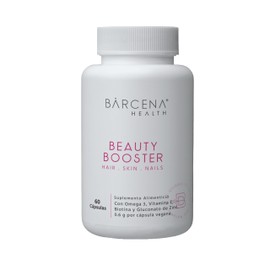 BĀRCENA HEALTH® Beauty Booster | Omega 3 Vegano + Vitamina E Nanoencapsulada + Biotina + Vitamina C + Zinc | Cápsulas Veganas para Cabello, Piel y Uña