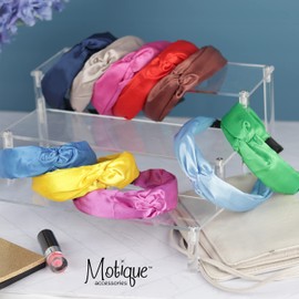 Motique Accessories Satin Headband for women with Twist Turban Knotted Hairband Red