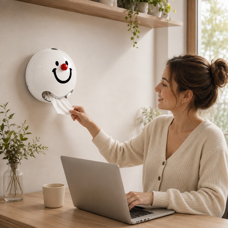 Smiley Face Tissue Box Holder for Home - Light Luxury