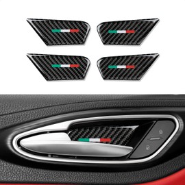 OYDDL Carbon Fibre Sticker Interior Door Cover Decoration Sticker Compatible with Alfa Romeo Giulia Stelvio 2017 2018 2019 2020 2021 Car Accessories (Italy Style)