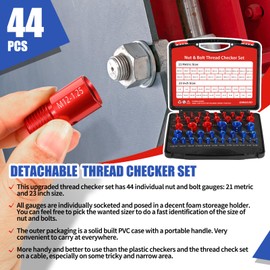 Giwaelro Nut and Bolt Thread Checker - 44 PCS Nut and Bolt Gauges Individually Housed in Case (23 Inch & 21 Metric) Specially Suitable for Size Check on Tricky and Narrow Area