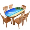 RenteriaDecor Summer Fitted Tablecloths Oval, Palms on Tropical Sand Beach