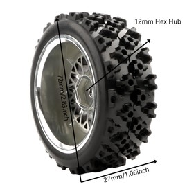 1/10 Scale On Road Rubber RC Tires Wheel Rims 12mm Hex Compatible with Tamiya TT01 TT02 XV01 Traxxas 4 Tec 2.0 Kyosho WR8 Sakura D3 WLtoys 144001 HPI Touring Racing Car