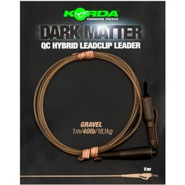 Korda Carp Assembly for Carp Leads, 100 cm, 40 lb Dark Matter Leader QC Hybrid Clip, Colour: Gravel