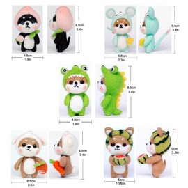 Shiba Dog Needle Felting Kit Gift Box Pack - 1 : 1 Size Reference Instruction for Beginners (5 Pack)