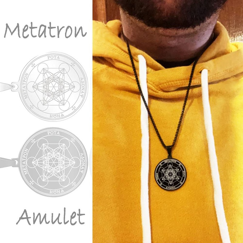 FLYUN Metatron’s Cube Pendant for Men Seals of Archangel Angel
