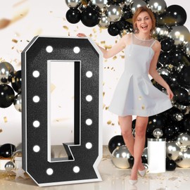 Marquee Letters Black Birthday Decorations: Large 4 Feet Tall Light Up Letters for Party Decor Baby Shower Big Foam Cardboard Letter Q