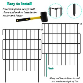 Decorative Garden Fences 17in x 23.3ft, 22 Pack Outdoor Fencing Animal Barrier Dog Border with 1.25in Gap, Metal Wire Fence Panels for Garden Decor, Flower Bed Edging Borders for No Dig Patio Yard