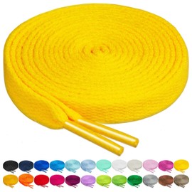 BIRCH's Shoelaces in 27 Colors Flat 5/16" Shoe Laces in 4 Different Lengths (29.5" (75cm), Yellow)