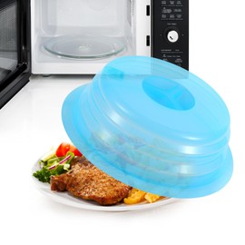 Kichwit Silicone Microwave Plate Cover Collapsible, Dishwasher Safe and BPA Free, Blue, 10.2"