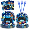 96Pcs 10th Birthday Video Game Party Supplies Blue 10th Plates