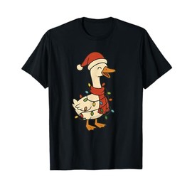Silly Goose Christmas Tree Lights Funny Santa Hat Vintage T-Shirt