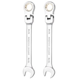 sourcing map 2pcs Flex Head Ratchet Wrench Spanner 11/16" SAE Ratcheting Combination Wrench 72-Teeth Chrome Vanadium Steel Ratchet Gear Spanner with 12 Point Box End for Auto Repairs