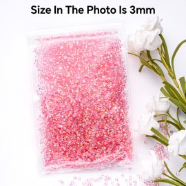 Light Pink AB Rhinestones Bulk, 10000PCS Flat Back Round Jelly AB Rhinestones Non-Hotfix Crystal Gems Wholesale for Crafts Makeup Nails Face Tumblers Clothes Shoes Handmade Decoration 3mm