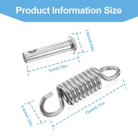DHSWNNG 2 Set Hammock Spring, Heavy Duty Spring Hooks φ16*70 Pin φ6.5*φ34*130 Extension Swing Hangers Hooks Egg Chair Replacement Parts for Garden Swing Hammock
