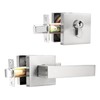 Probrico Brushed Nickel Passage Door Lever with Single Cylinder Deadbolts