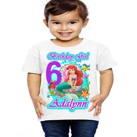 Custom Mermaid Birthday Shirt with Any Name and Age Mermaid Family Matching Shirts Mermaid Princess Birthday Shirt Girl Party