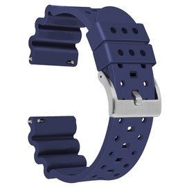 JIEANTE Silicone Watch Bands 20mm 22mm 24mm Quick Release Rubber Watch Bands for Men and women(Blue/Silver buckle, 22mm)