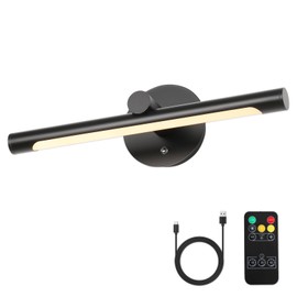 JUSHENG Black Wireless Picture Lights with Remote and Timer Battery Operated Art Lights for Wall Rechargeable Gallery Painting Lights 16.45 Inch 3W