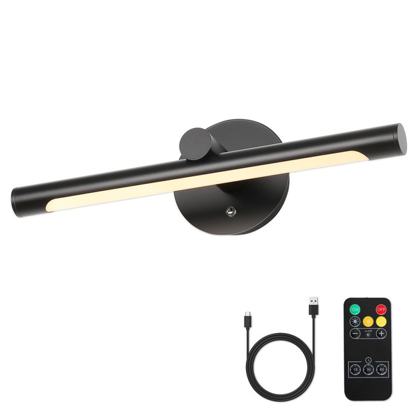 JUSHENG Black Wireless Picture Lights with Remote and Timer Battery