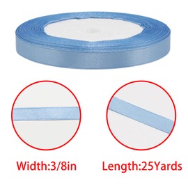 Pocoxll 1 Roll Satin Ribbon, 3/8 Inches x 25 Yards Satin Fabric Silk Ribbon for Flower Bouquets, Gift Wrapping, DIY Crafts, Birthday Cakes, Holiday and Other Sewing Projects (Water Blue)