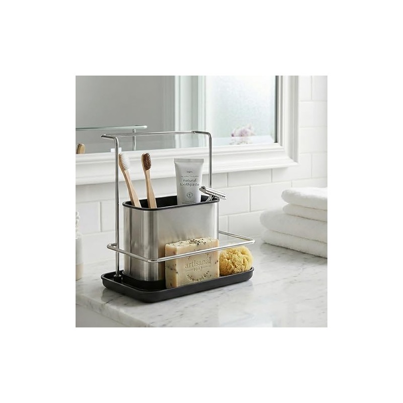 Relaxdays Sink Organiser, with Drip Tray and Sponge Holder, H