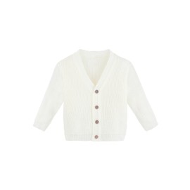 Lilax Baby Boys Basic Long Sleeve V-Neck Classic Knit Cardigan Sweater (Cream, 6-9 Months)
