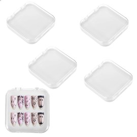 JJUNW 4PCS 2.95" Nail Art Display box Acrylic Press On Nail Storage Box Packaging Box with Adhesive Double Sided Tape for Nail Business Nail Art Nail Salon(White)