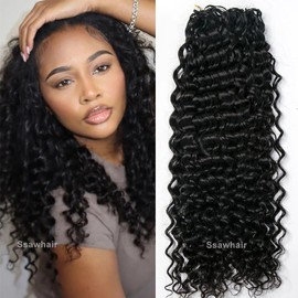 Ssawhair Curly Crochet Human Hair Knotless Pre-Separated Water Wave Human Hair Lightweight Reusable Feather Crochet Hair Extensions 20Inch 120g 100Strands