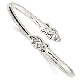 Solid 925 Sterling Silver Celtic Flexible Bangle Bracelet (4mm)